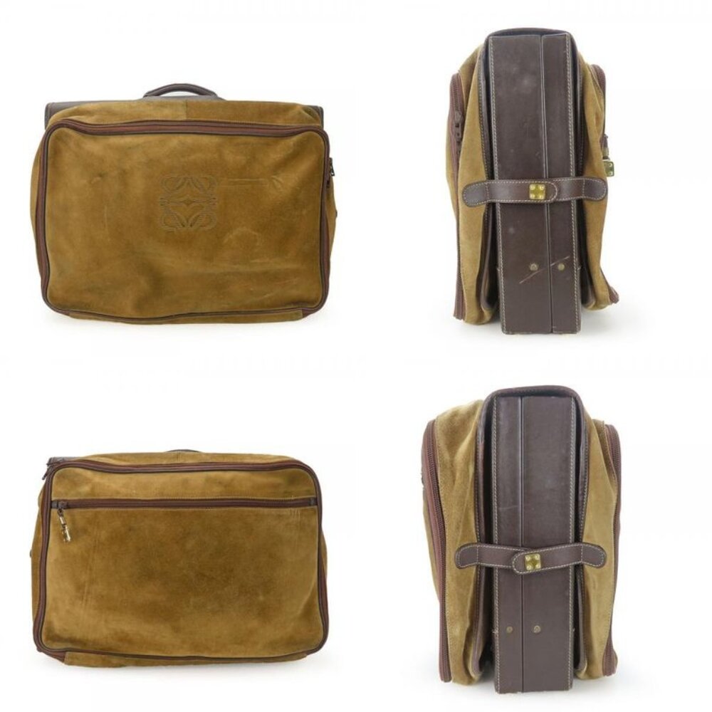 Loewe Business Bag Leather Brown Beige Gold Hardware Attache Case Hard